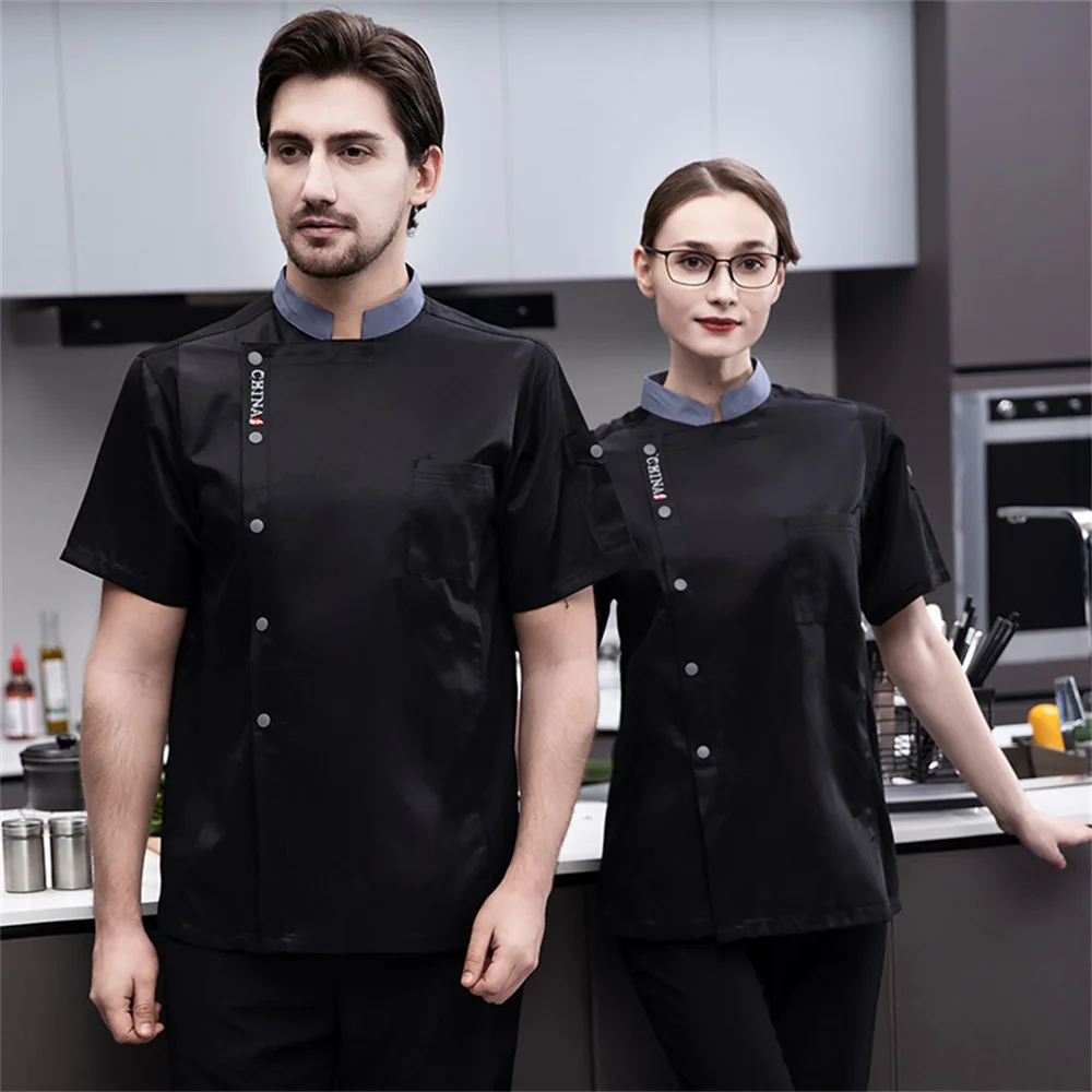 Simple design custom hotel kitchen cotton polyester chef jackets restaurant chinese chef uniforms women