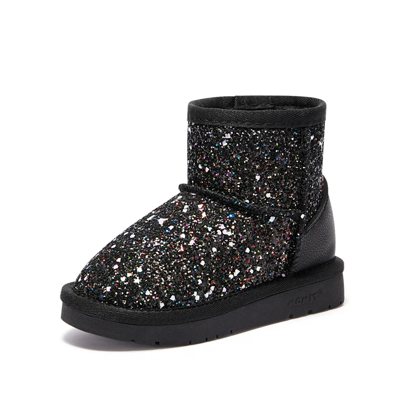 winter children slip-on shoe shiny glitter sparkle sheepskin luxury snow boots for kids girl