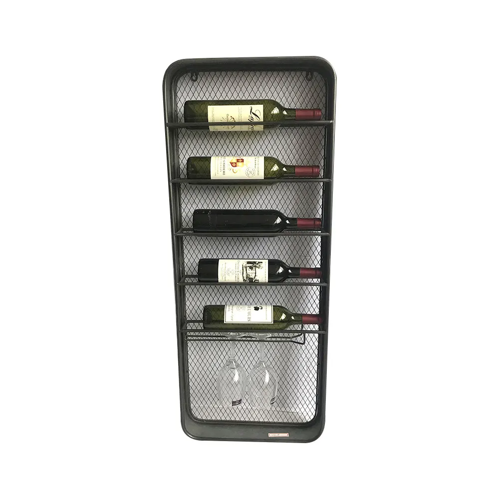 
 Современный декоративный демонстрационный металлический стеллаж для вина из железа и проволоки, боковая полка  