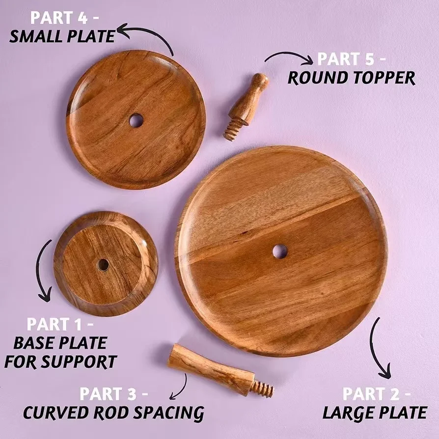 Two-Tiered Wood Cupcake Tray Display for Weddings Elegant Necklace Tray Deli Plate Art-Themed Dessert Table Trays Snacks Gifts