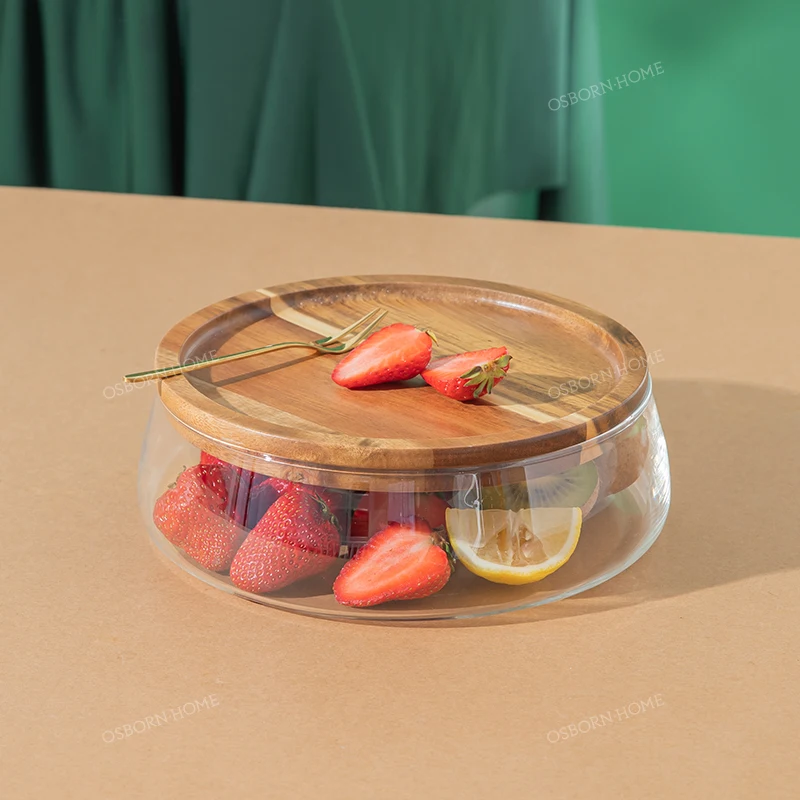 OSBORN Light luxury amber fruit basket glass bowl Snack tray with golden Deer for dinner or hotel