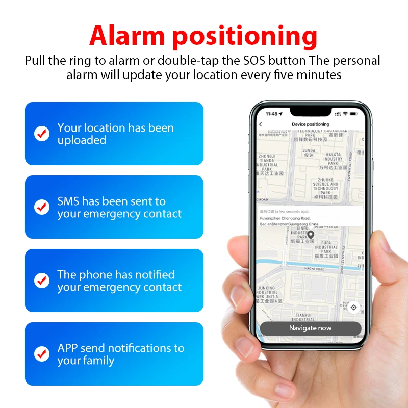 130Db Loud Siren Personal Alarm Bluetooth Smart LED Flashlight Keychain Women Self Defense Alarm With Tracking