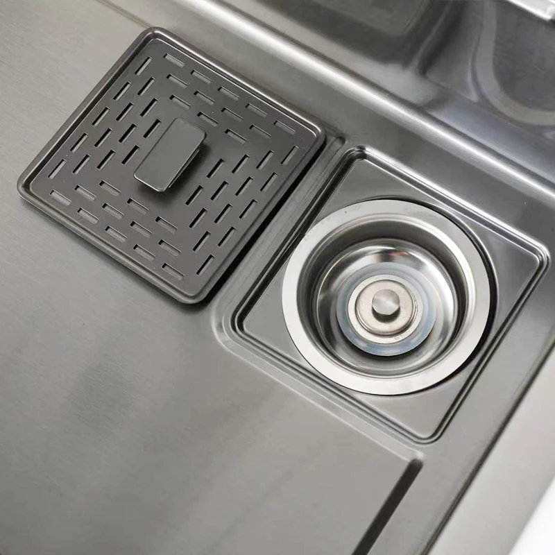 Stylish Multifunctional Nano Black Stainless Steel Kitchen Sink with Pull Out Faucet Head and Rainfall Sprayer