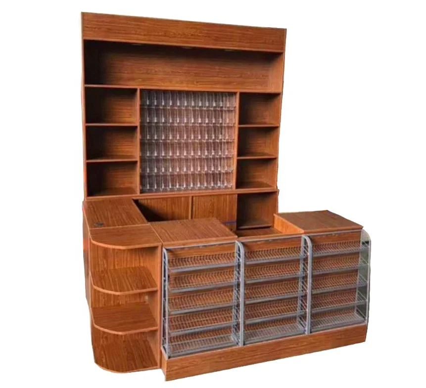 Wooden Cashier Checkout Counter sales counter designs super market counter smart magnet casse
