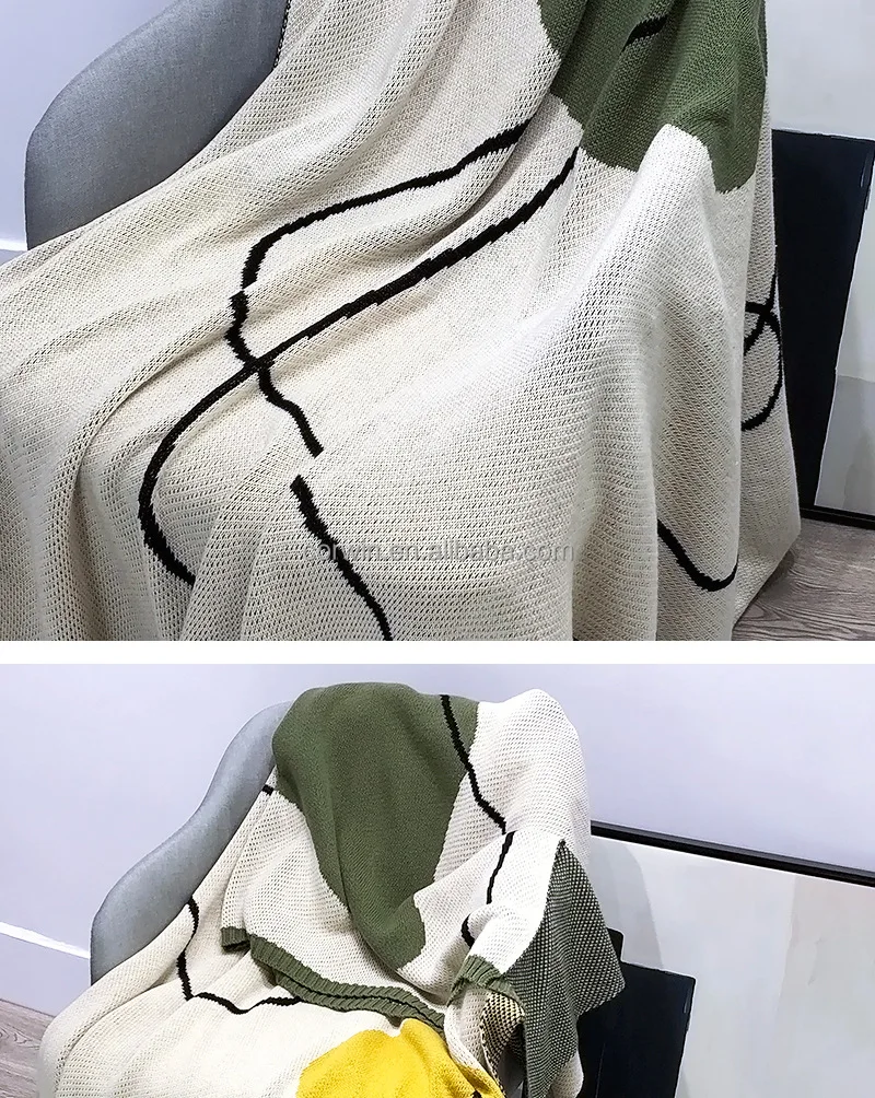 knit blanket geometry pattern blanket for bed  nordic throws