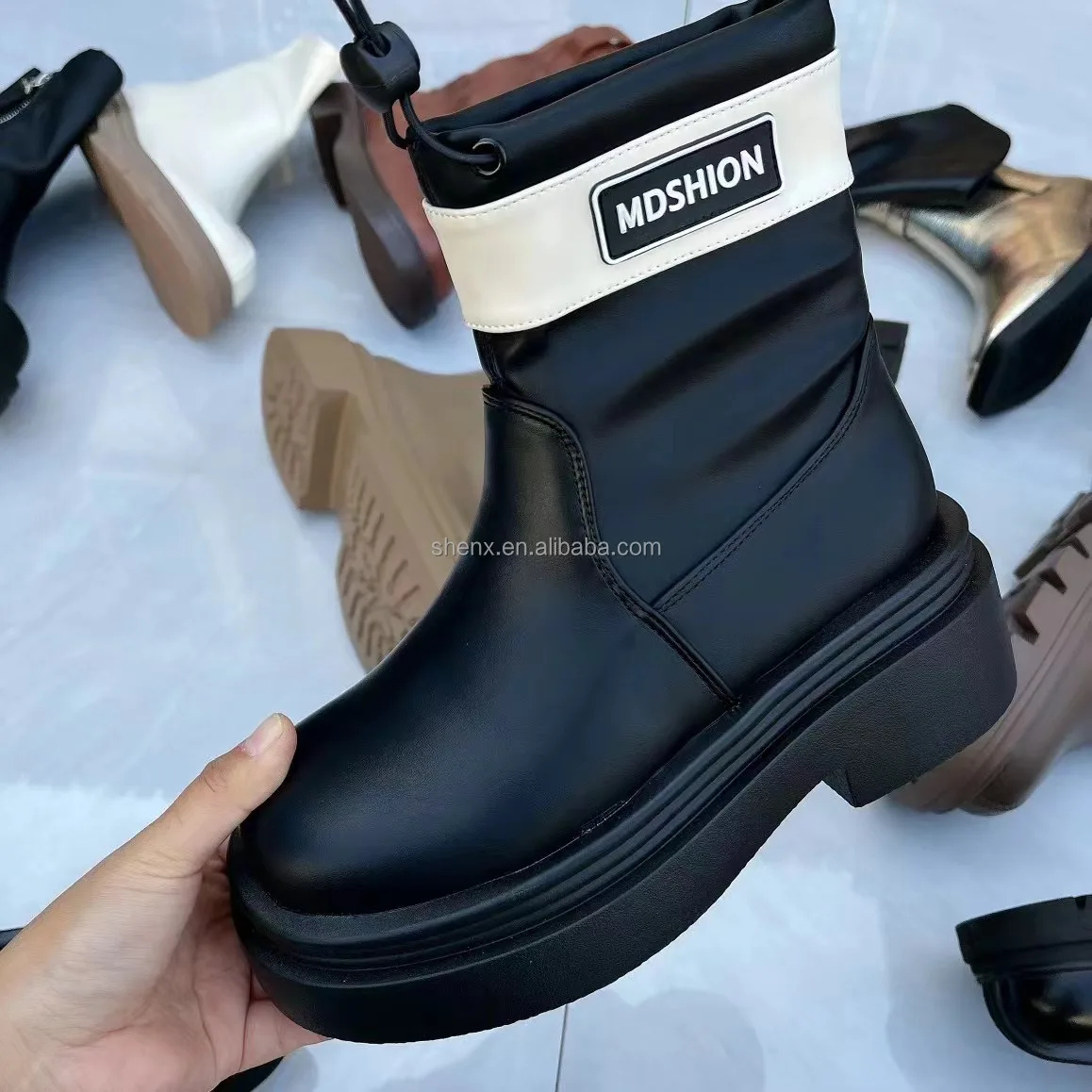 Back Zipper Thick Bottom Boots For Women 2023 Fall/winter Slim Knight Boots Thick Heel Chelsea Short Boots