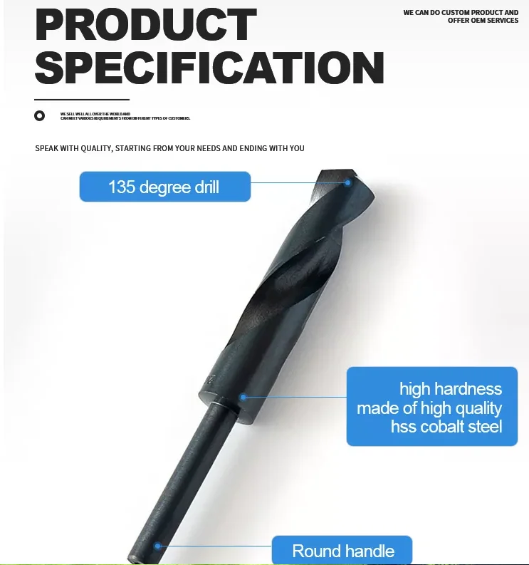 BOMI BMB-63 factory direct sale customized tools drill bit manufacturers Reduced Shank twist and Drill Bits set for metal