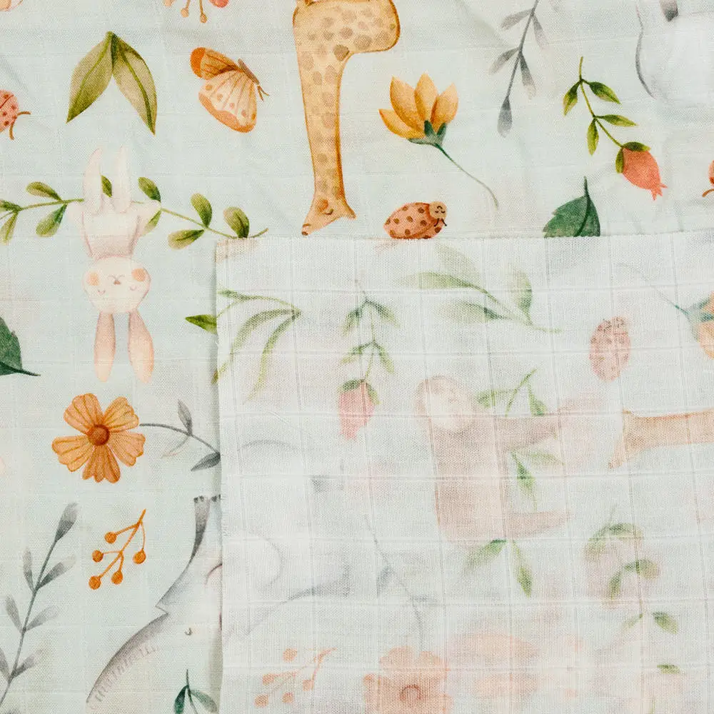 Happy flute safe 70%bamboo+30%cotton poplin digital printed high-density muslin fabric