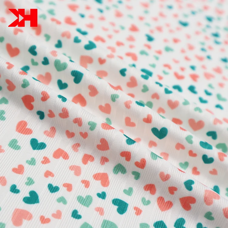 Kahn high quality digital custom printed fabric polyester digital printing on rib fabric