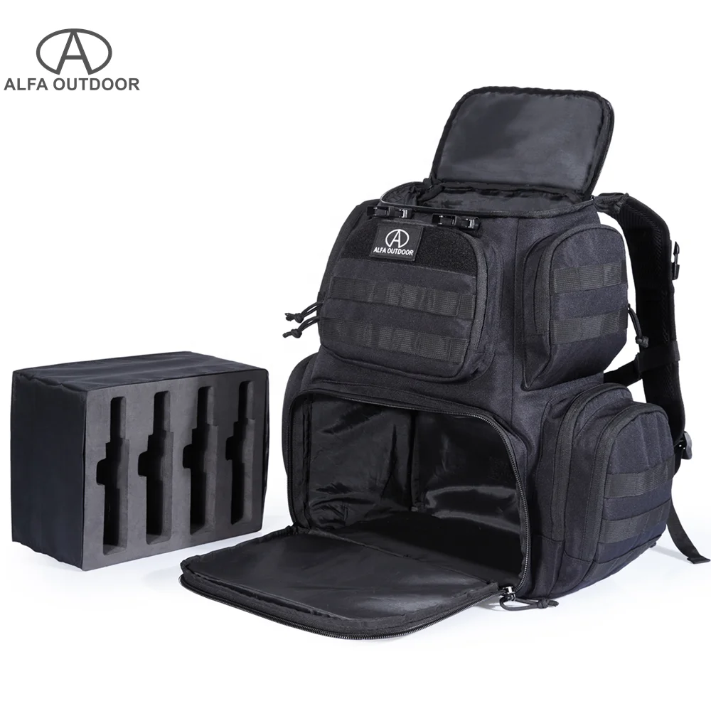 ALFA Large Range Bag Backpack Deluxe Shooting Range Backpack can hold 4 Handguns Mag Storage w/EVA Cradle