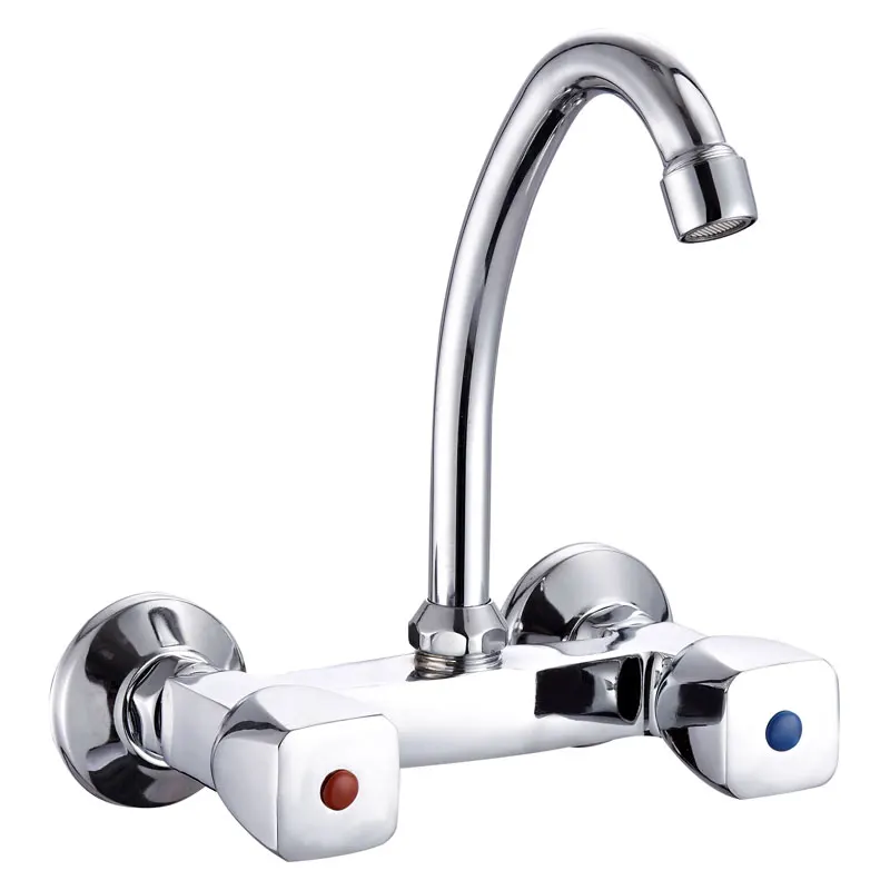 Kitchen Faucet factory direct sell double handle wall sink mixer