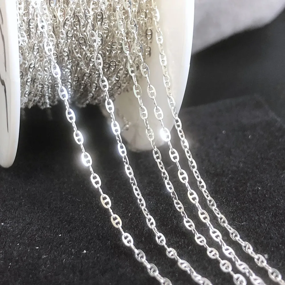 New style 925 sterling silver 1.4mm dapped mariner bulk chain for women necklace making