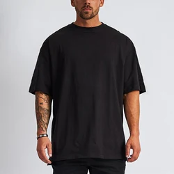 Wholesale custom men oversized blank heavyweight tshirt custom silk screen print embossed embroidered thick t shirt