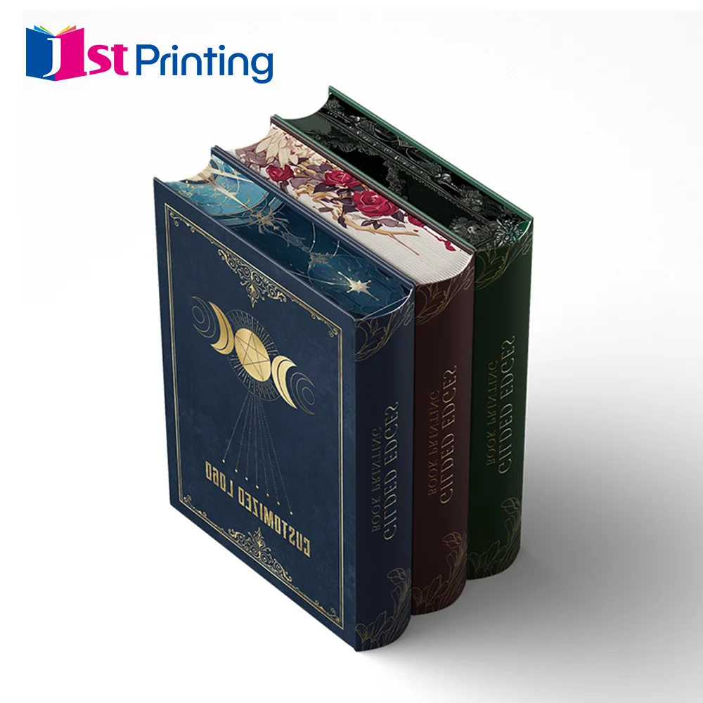 Customize Available A4 A5 Book Printing Service Hardcover Gold Foil Book Sprayed Colorful Edges Books