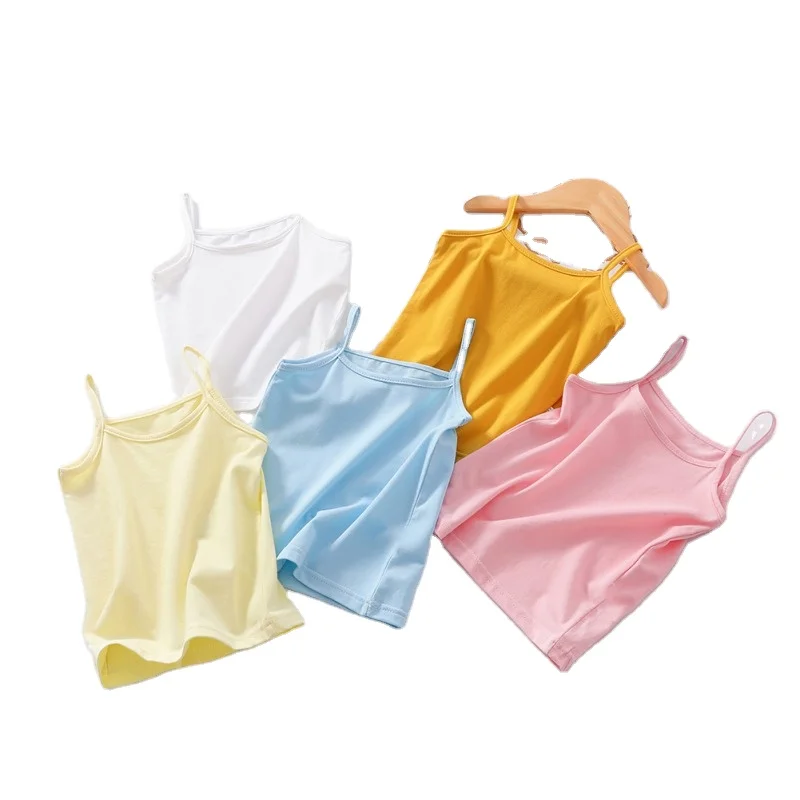 Children Singlet Tops Undershirt for 4-12 Years Kids Underwear Solid 100% Cotton Girls Tops Candy Color Girls Vest