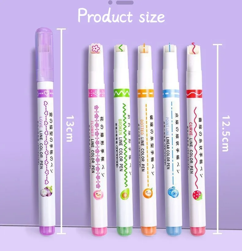 Wholesale hand newspaper fluorescent hand tent contour pen wavy line contour pen