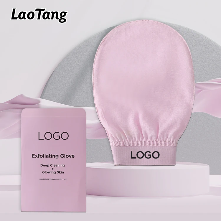 Factory Custom Cocoon Body Scrub Mitt Exfoliate Dead Skin Turkish 100% Raw Mulberry Raw Silk Exfoliating Glove for Body Face