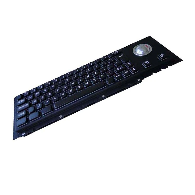 
Rugged electroplated black waterproof metal industrial PC keyboard with trackball 