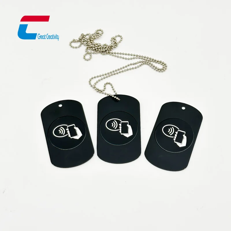 Custom Metal Necklace Social Media Tap Nfc Metal Hang Tag With Chip