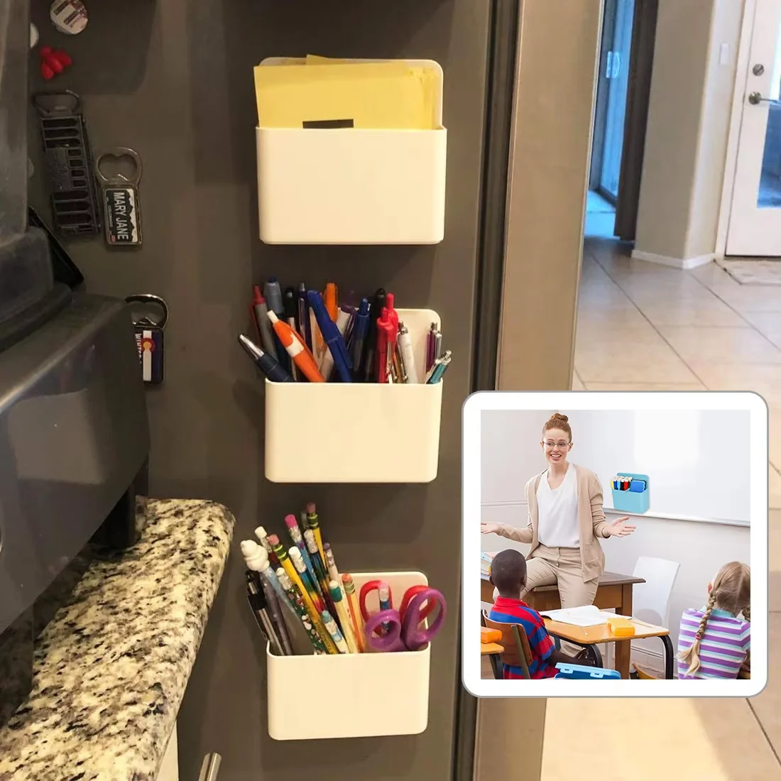 2-Slot Acrylic Magnet Storage Box Strong Suction Magnet Office Stationery Organizer New Arrival Classroom Magnetic Material