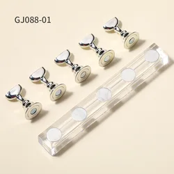 5-Pack Nail Art Practice Display Stand Checkerboard Magnetic Silver Practice Stand Set Polishing Gel Color Chart Tool