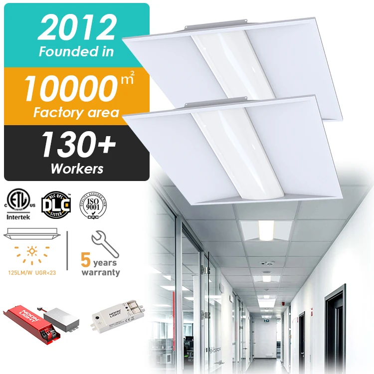 ETL Certified Commercial Troffer Lighting Fixture Cct Dimmable White Integrated Square Ceiling Recessed Led Troffer Light