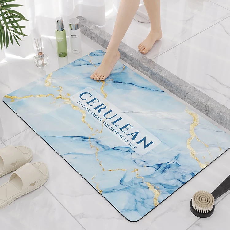 Free sample pattern custom absorbent rubber quick drying home living room kichen bath products rug non slip stone bath mat