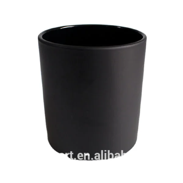 16oz high quality  8X9cm matte black candle glass jar with iron  lid