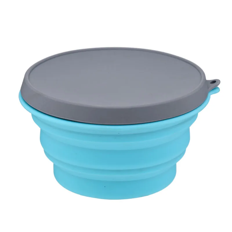 INS Amazon Hot Customized Logo Food Grade Outdoor Travel Foldable Food Bowl with Lid