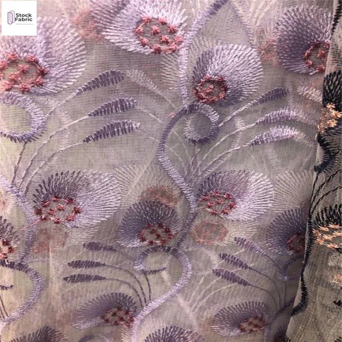 High quality wholesale embroidery mesh fabric stock lot for garment