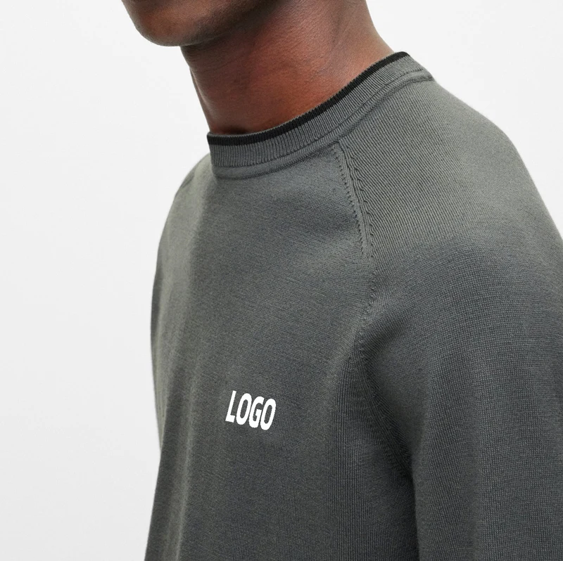 2024 Top Grade Men Luxury Royal Blue Sportswear Custom Logo Cashmere Knitted Warm Sport Sweater