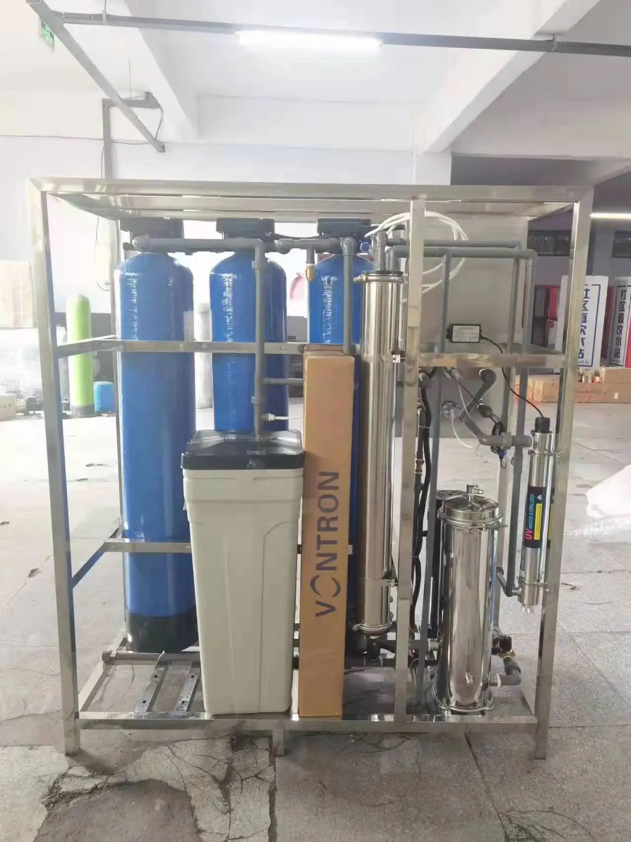 0.5t/h blue tank pure water treatment reverse osmosis equipment RO system