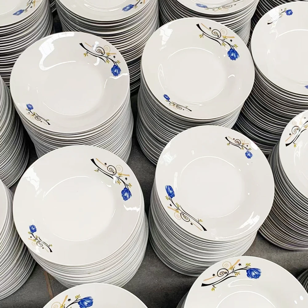 Hot Selling Soup Plate Ceramic Printing Plate Dessert Plate Fine Porcelain Dinner Set