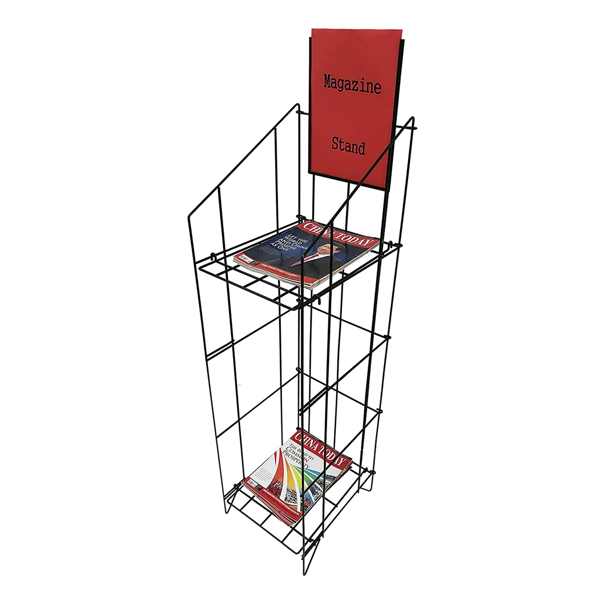 Metal Wire Newspaper Magazine Display Rack / Brochure Display Holder