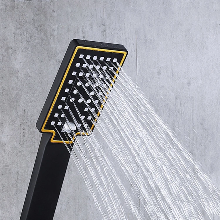 SANIPRO High Quality Bathtub Tap Hot Cold Water Mixer System Faucet Wall Mounted Square Bathroom Black Gold Shower Set