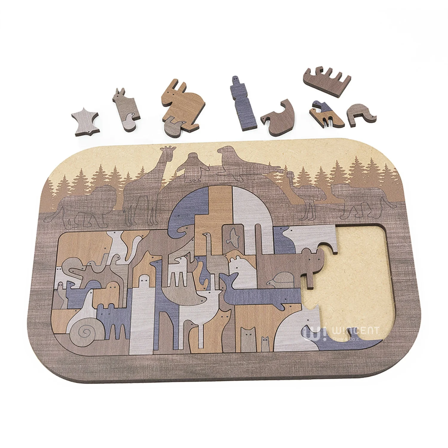 Irregular Shape Puzzle Animal Jigsaw Puzzles Mini Brain Teasers Wooden Challengable Mini Wood for Adults Envelope Wooden Toys