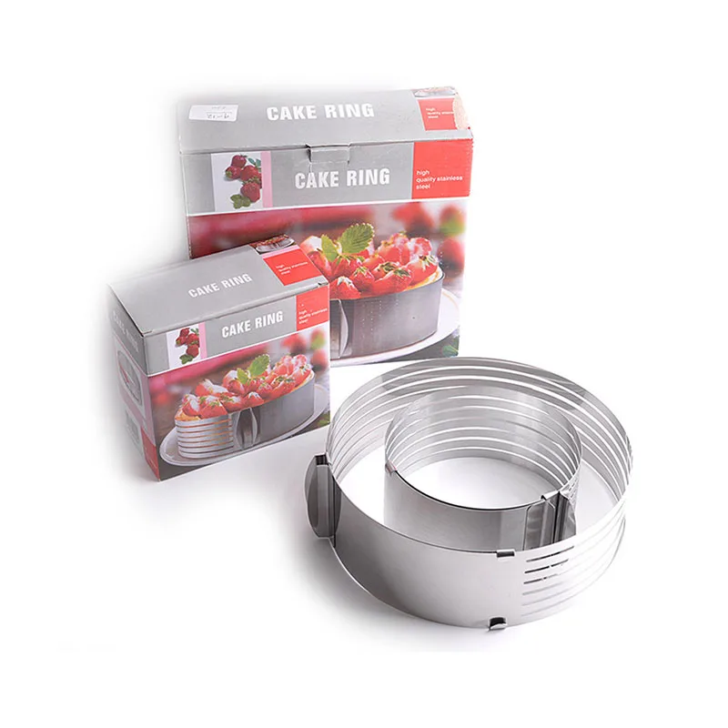 Food Grade Stainless Steel Adjustable Mousse Cake Ring Chiffon Sponge Cake 5 Layer Cake Slicer Leveler