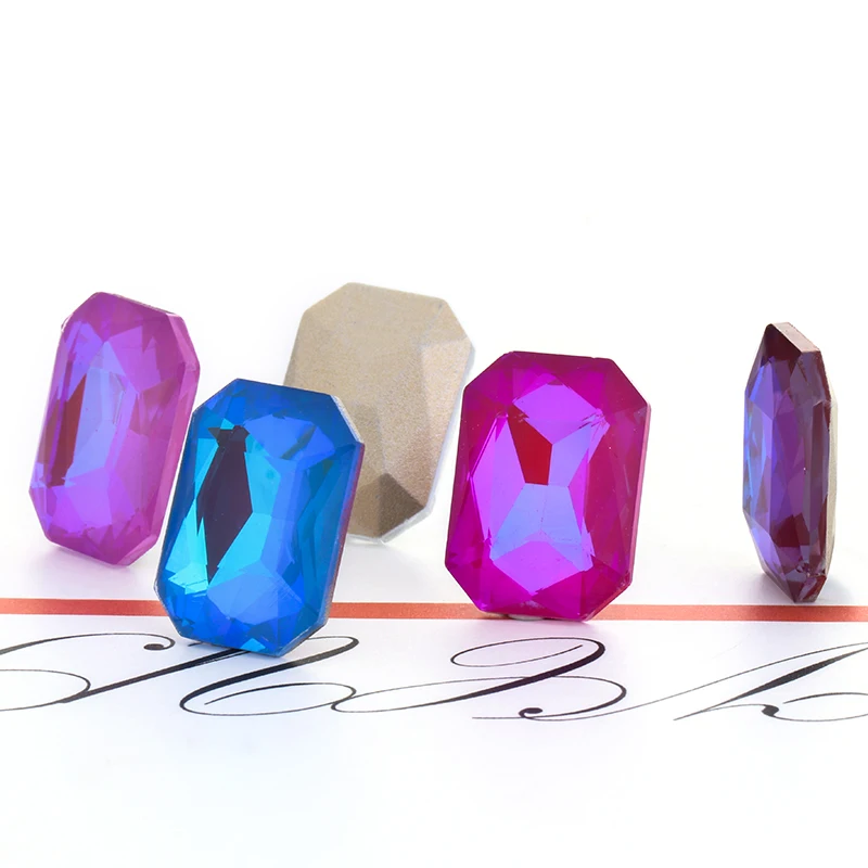 Xichuan Mocha Fluorescent Series Rectangle Octagon Shaped Rhinestone  K9 Glass Point Back Rhinestones