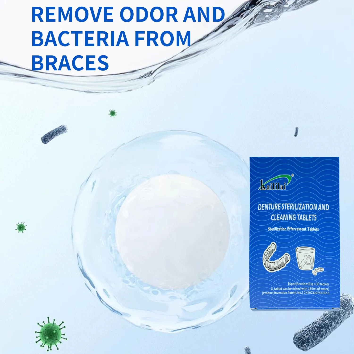 Fresh Stain-Free Invisalign Aligners Retainer Cleaning Tablets Mouth Guard Dental Whitener for Denture Cleaning