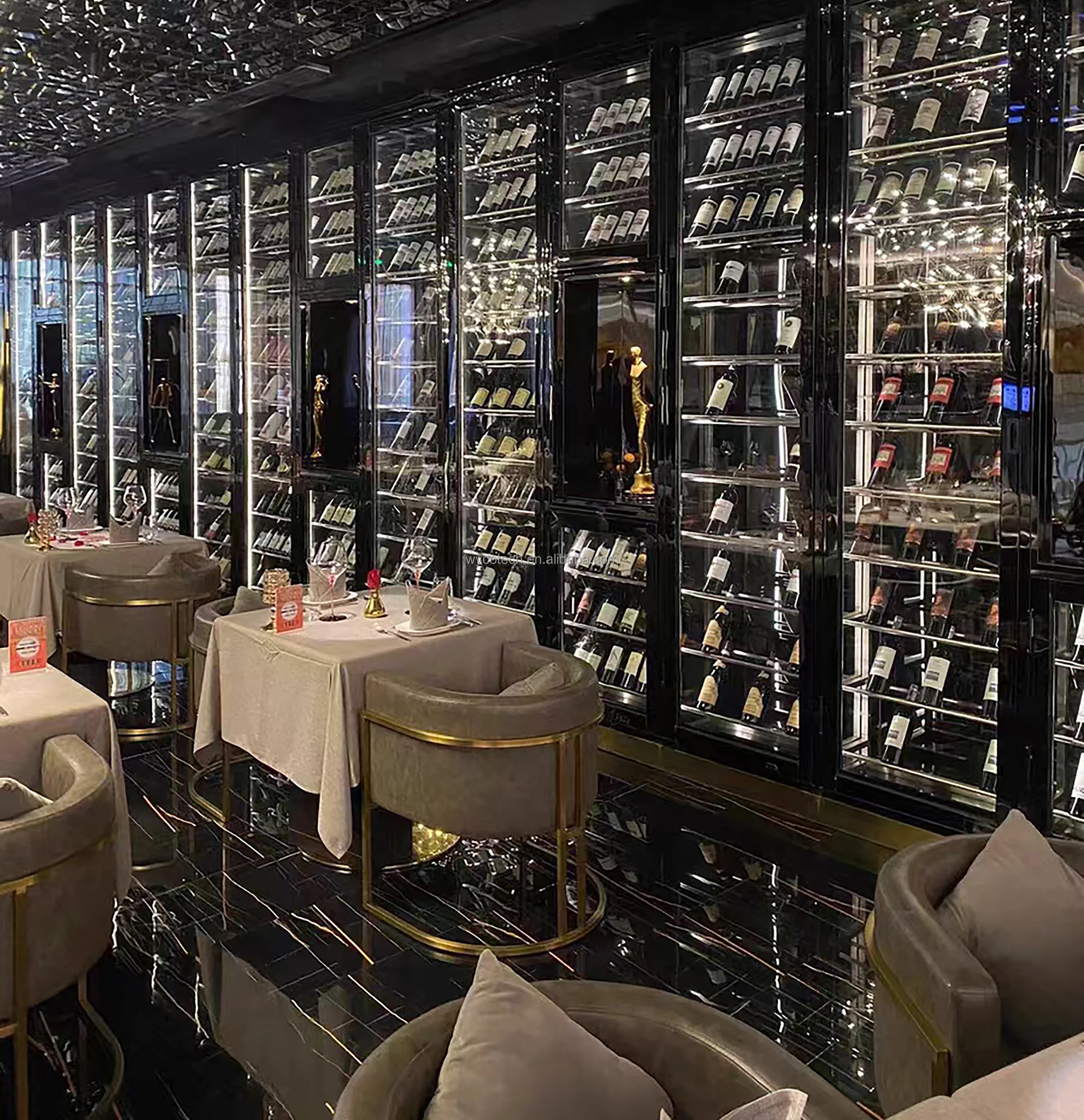 New Arrival Custom Luxury wine Cabinet For Hotel And Restaurant Wine Cellar Cooler with Compressor Fan Cooling System