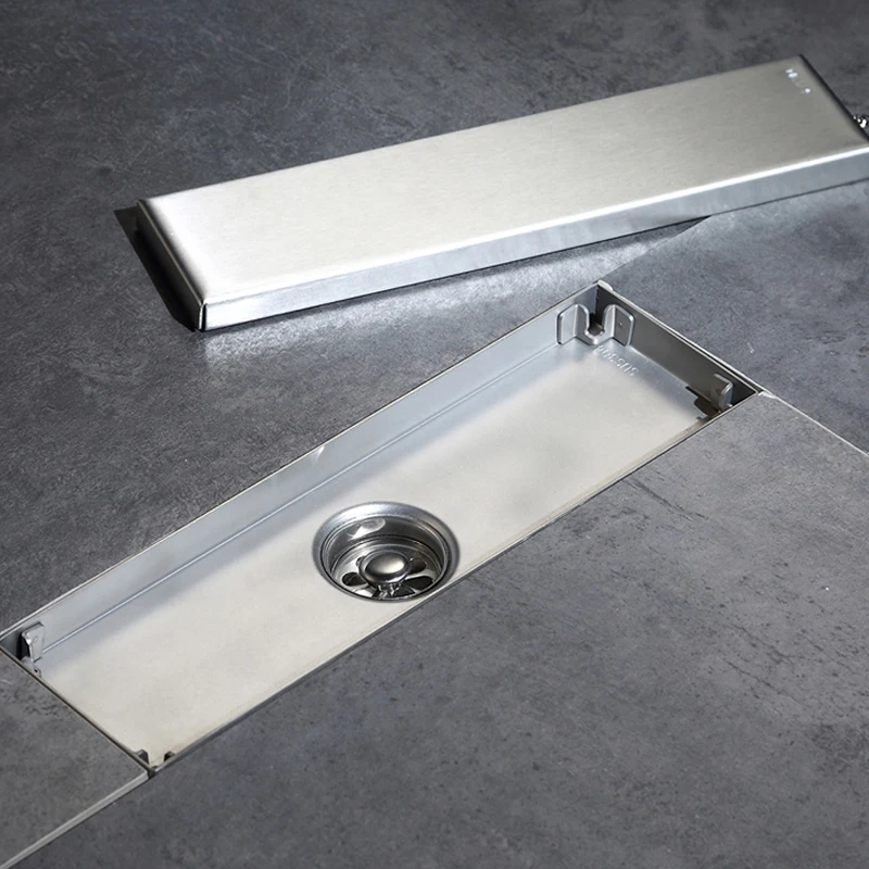 Invisible 80*580 mm Tile Insert channel drain grate anti odor rectangular stainless steel linear floor drain