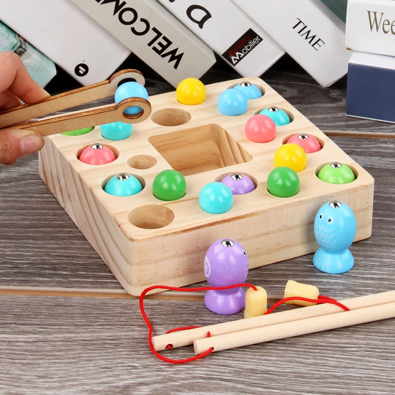 Wooden Busyboard Toys Learning Children Educational Games Playing Magnetic Fish Table Game for Kids
