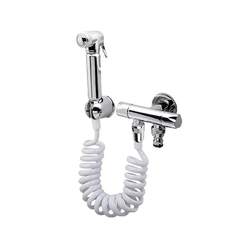 White toilet bidet sprayer shattaf telephone line scalable pipe  flexible PE  hose