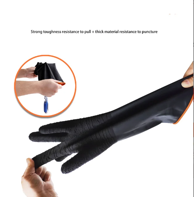 Rubber Industrial latex heavy duty dirty work hand protect gloves household chicken gloves