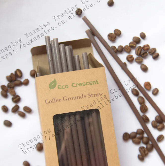 Eco Crescent sustainable compostable friendly biodegradable NO PLA coffee ground drinking straw