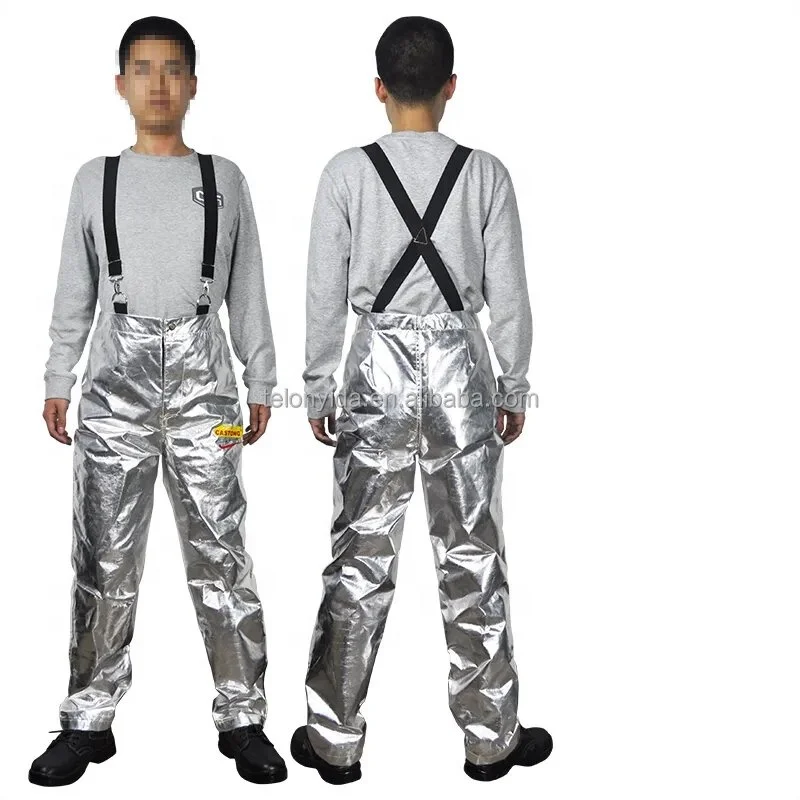 Aluminized Yellow Para-aramid Fine Twill Combined with Aluminum Foil Industrial Heat Insulated Jacket for Metal Smelting