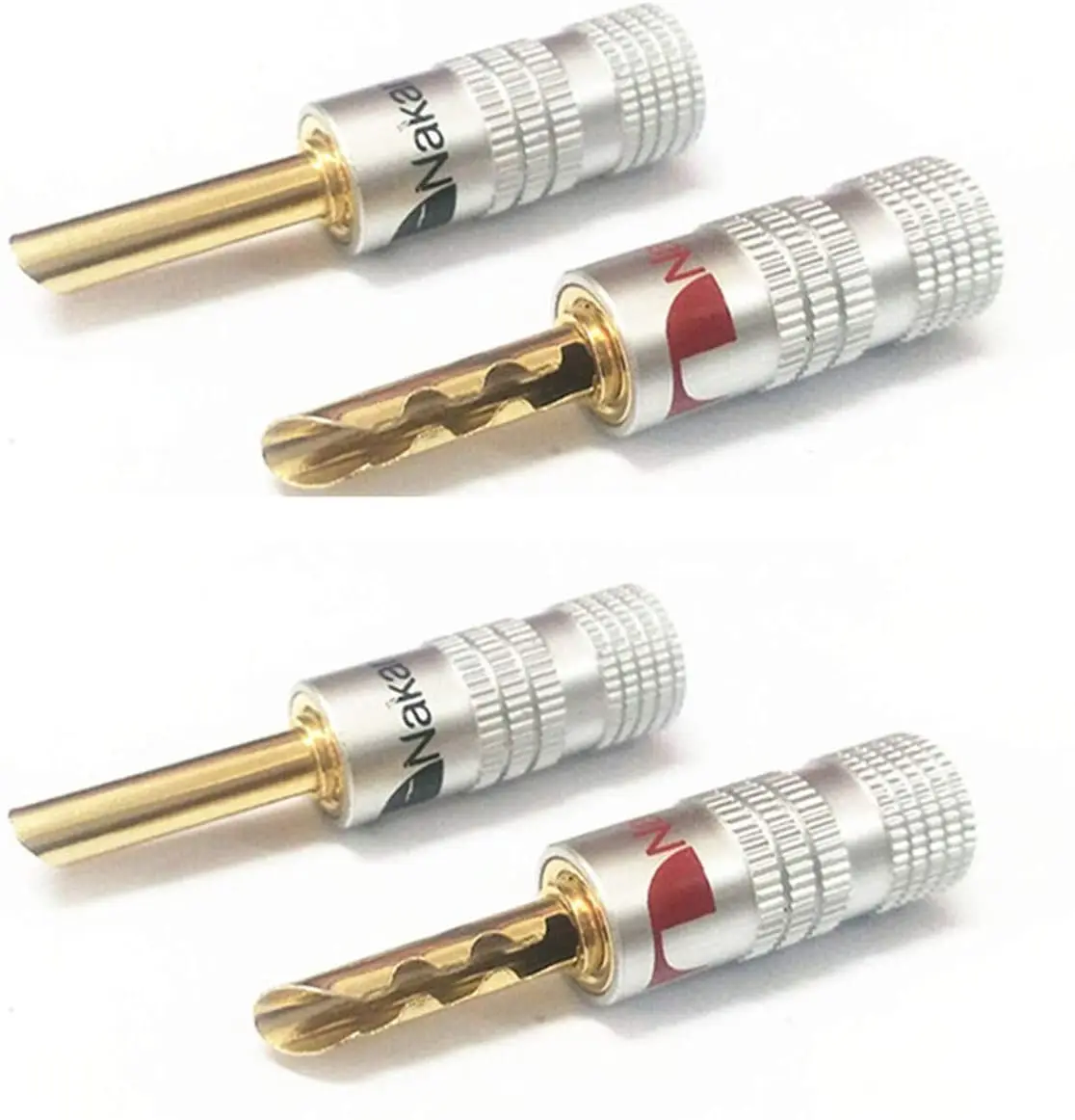 Sawtooth Banana Plug Nakamichi BFA Speaker 4mm Banana Plug Male Connector 24K Gold Plated  Audio Jack Connectors