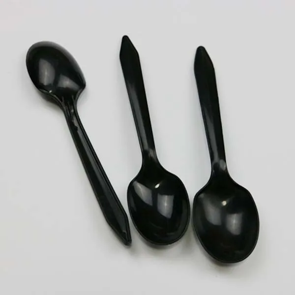 Wholesale 10 Cent Items Black PP Disposable Plastic Spoon