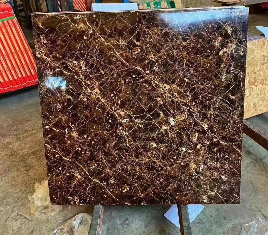 Modern Style Black Gold floor marble tile 600x600mm Porcelain Ceramic Wood Flooring for Rooms Hotels Apartments