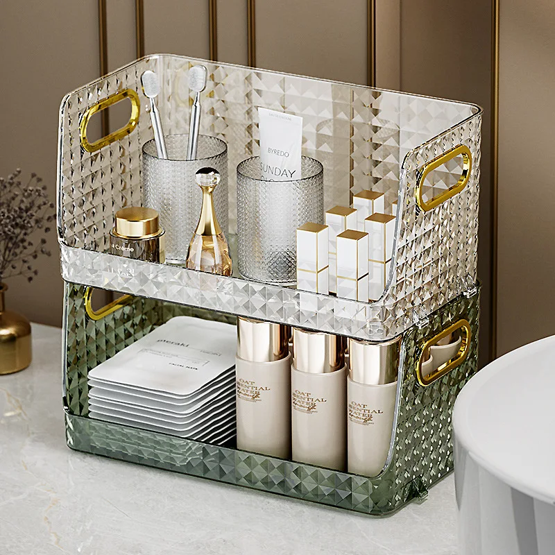 Factory Hot Sale U Shape Open Plastic Storage Box Acrylic Transparent Desktop Cosmetic Organiser Storage Box